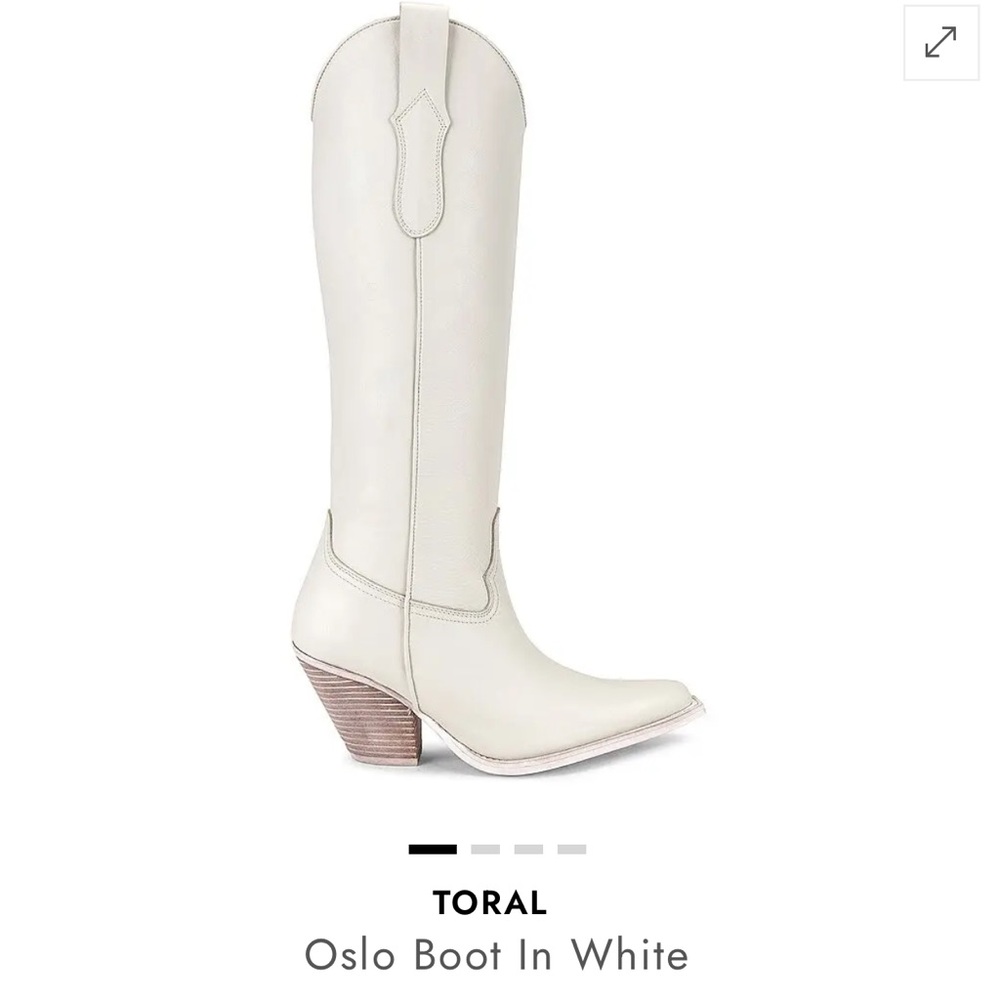 Toral Iconic Oslo Boot in Hielo, White Genuine Leather Cowboy Boots Size 37